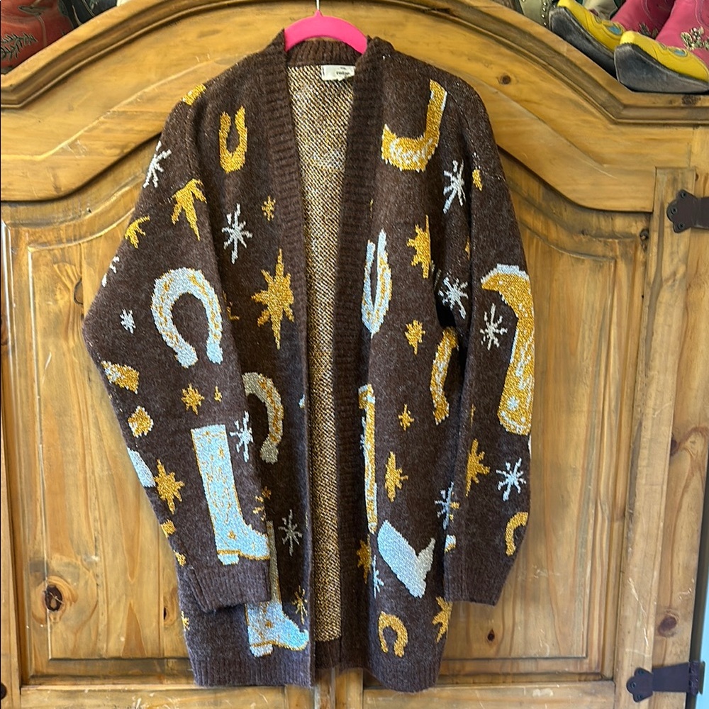 Silver and Gold Cowboy Boots and Horse Shoe Sweater